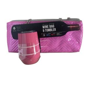 Wild Eye Insulated Pink Wine Bag | Stainless Hot Cold Tumbler Set Gift Ready NWT